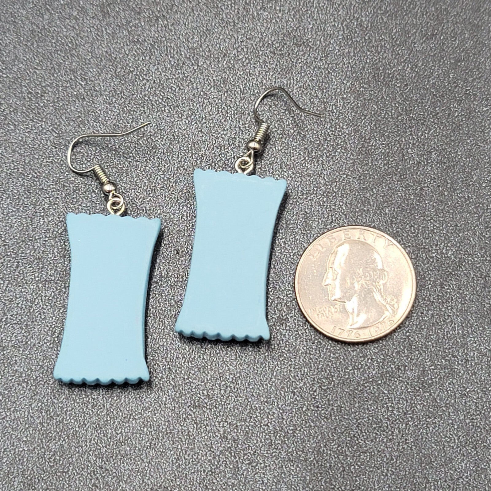 Candy Pierced Earrings Sour Punch Straws Dangle Blue 1.25"