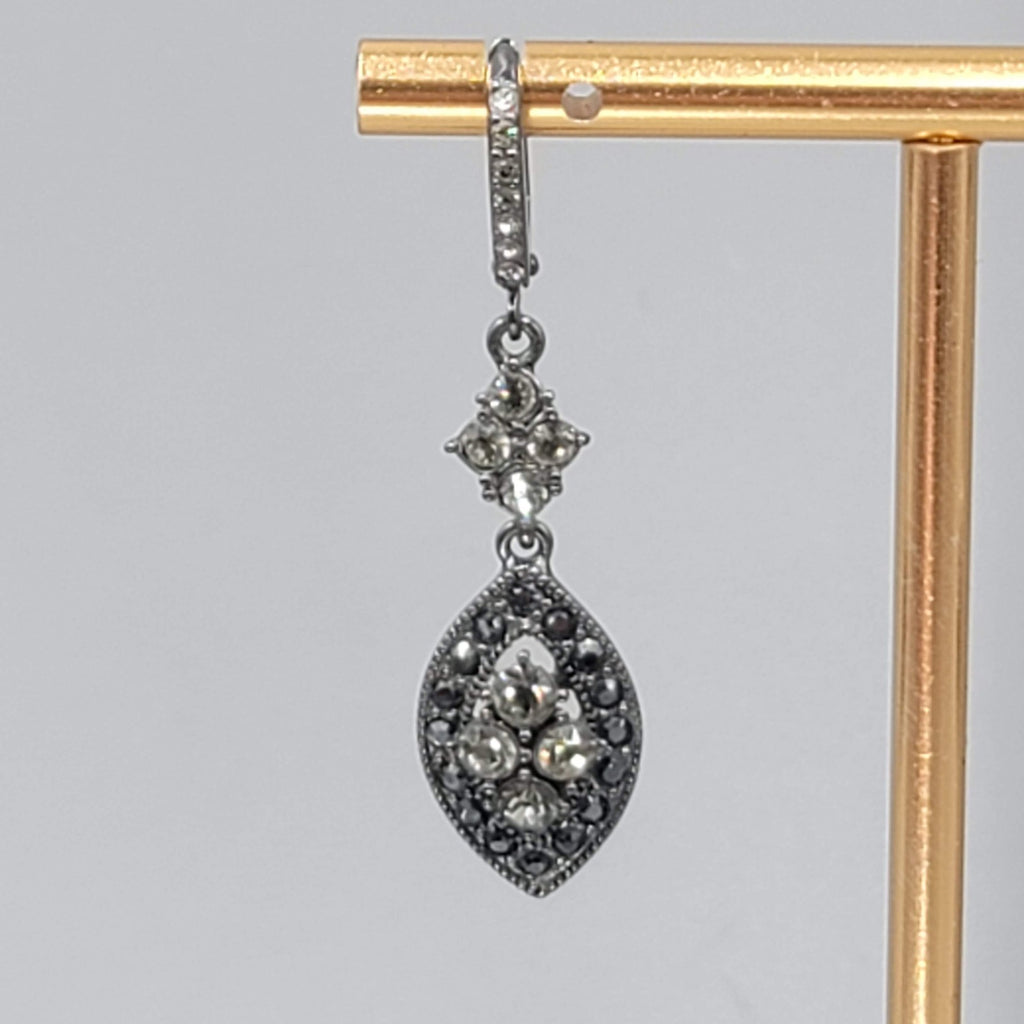 Givenchy Black Rhinestone Pierced Earrings Dangle 1.25"