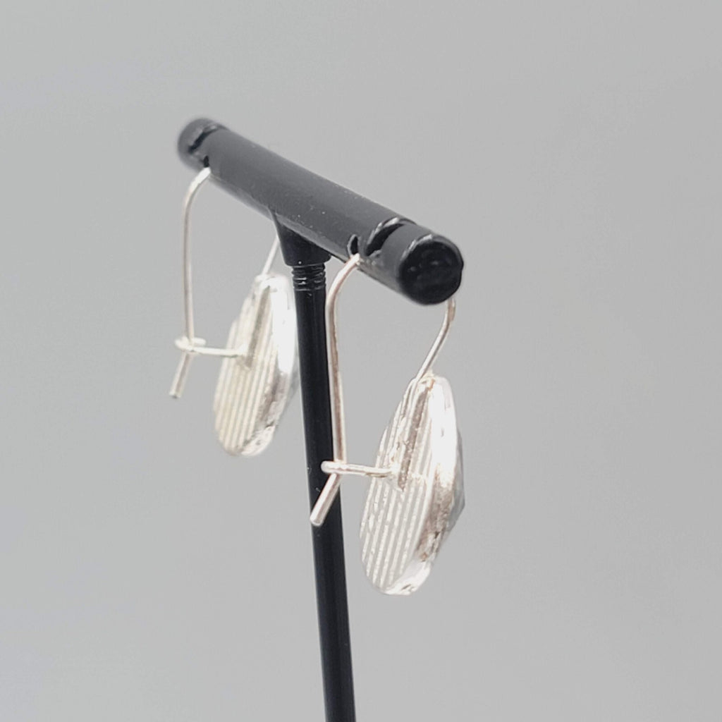 Teardrop Silver tone Pierced Earrings Drop 5/8"