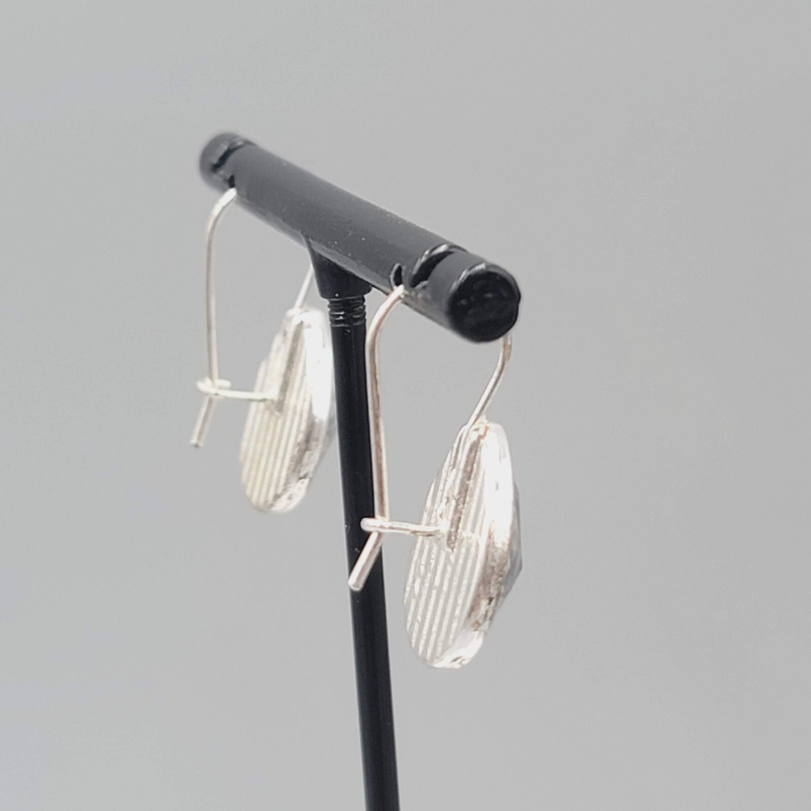 Teardrop Silver tone Pierced Earrings Drop 5/8"