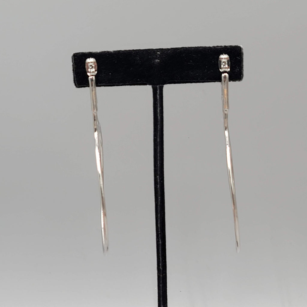 Extra Large Safety Pin Style Hoops Pierced Earrings Silver tone Dangle 3.25"