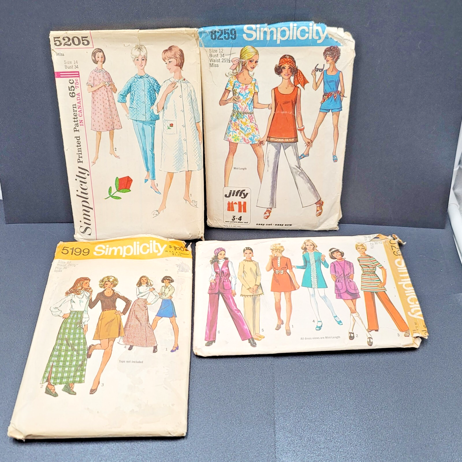 Vintage Simplicity Womens Sewing Patterns 8259 9029 5199 5205 Size 12 and 14