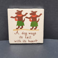 Banana Patch Studio TILE TRIVET HANDPAINTED ON KAUAI HAWAII Dog Wags Tail Heart