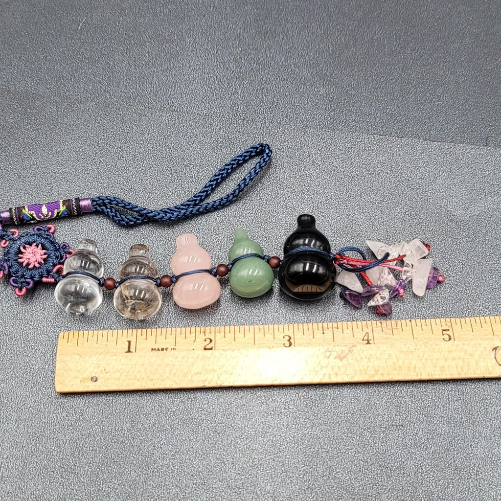 Semi Precious Stones Car Rearview Mirror Pendant Lucky Knot Hanging Ornament 11"
