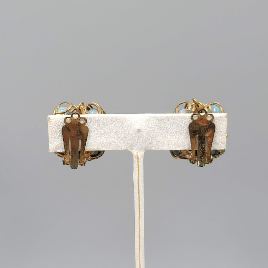 Vintage Clip on Earrings Caged Bead Statement 1 in