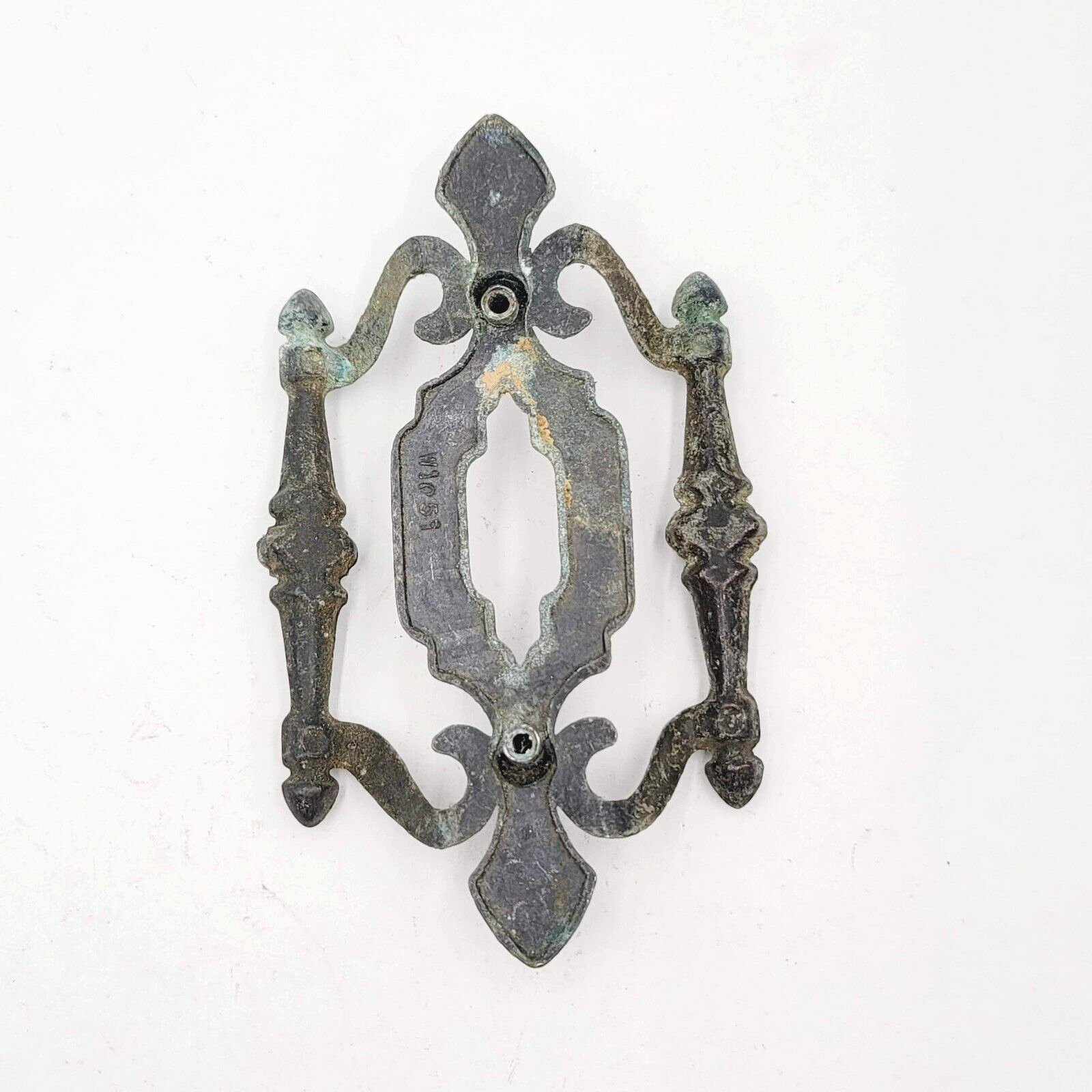 Vintage Gray Pot Metal Double Drawer Cabinet Pull 5 7/8" x 3 1/2"
