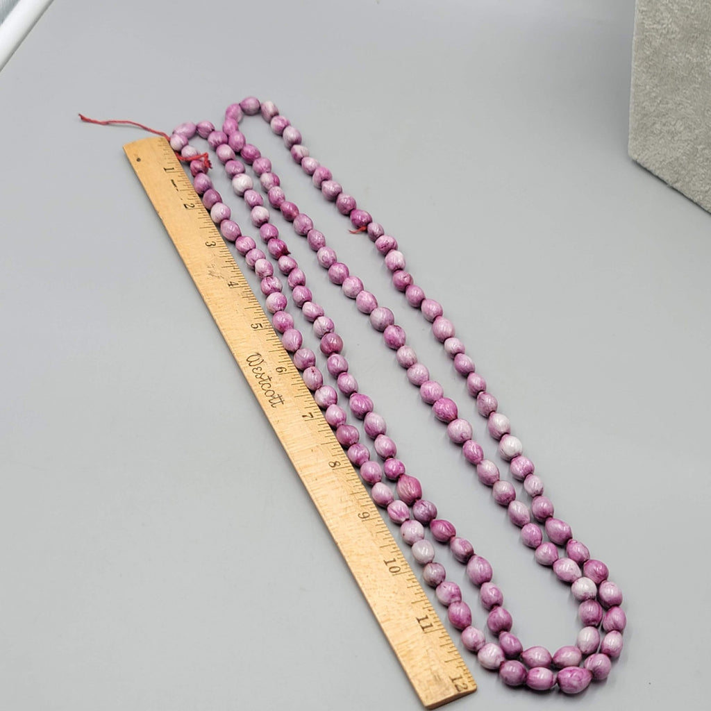 Jobs Tears Seed Beads Dyed Purple Hand Strung 50 in
