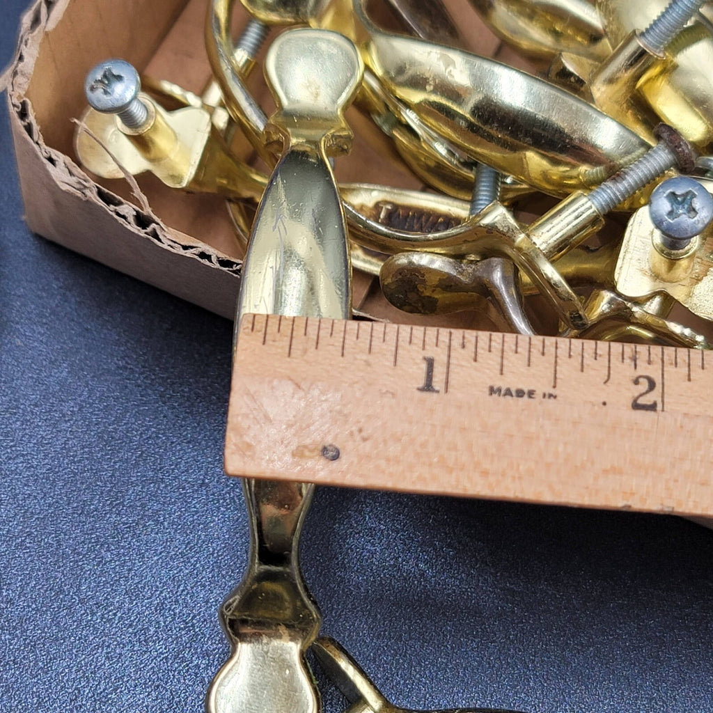 Vtg Drawer Cabinet Pulls Brass Plated Lot of 32 Gold tone Hardware Included