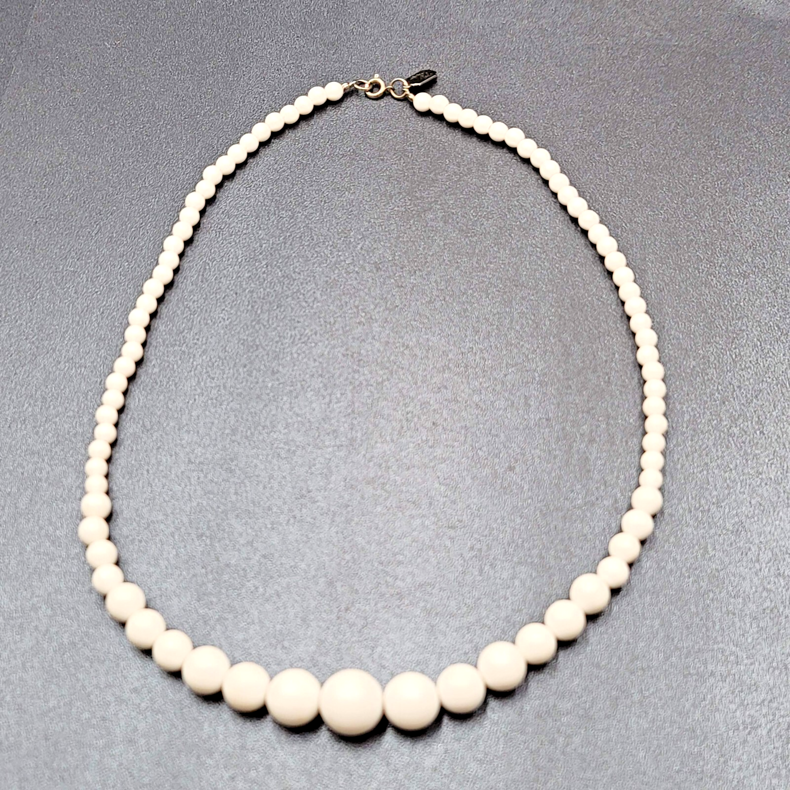 Vintage Designed by Paula Necklace Graduated White Beads 22"