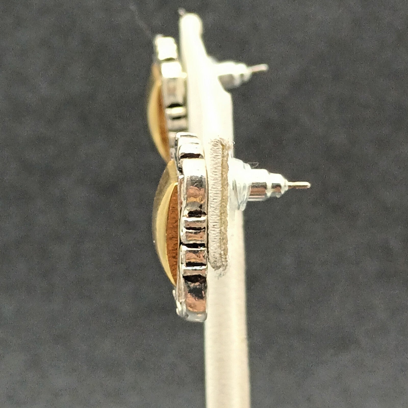 Avon Pierced Earrings Two tone Rectangle Magnetic Drop 3/4"