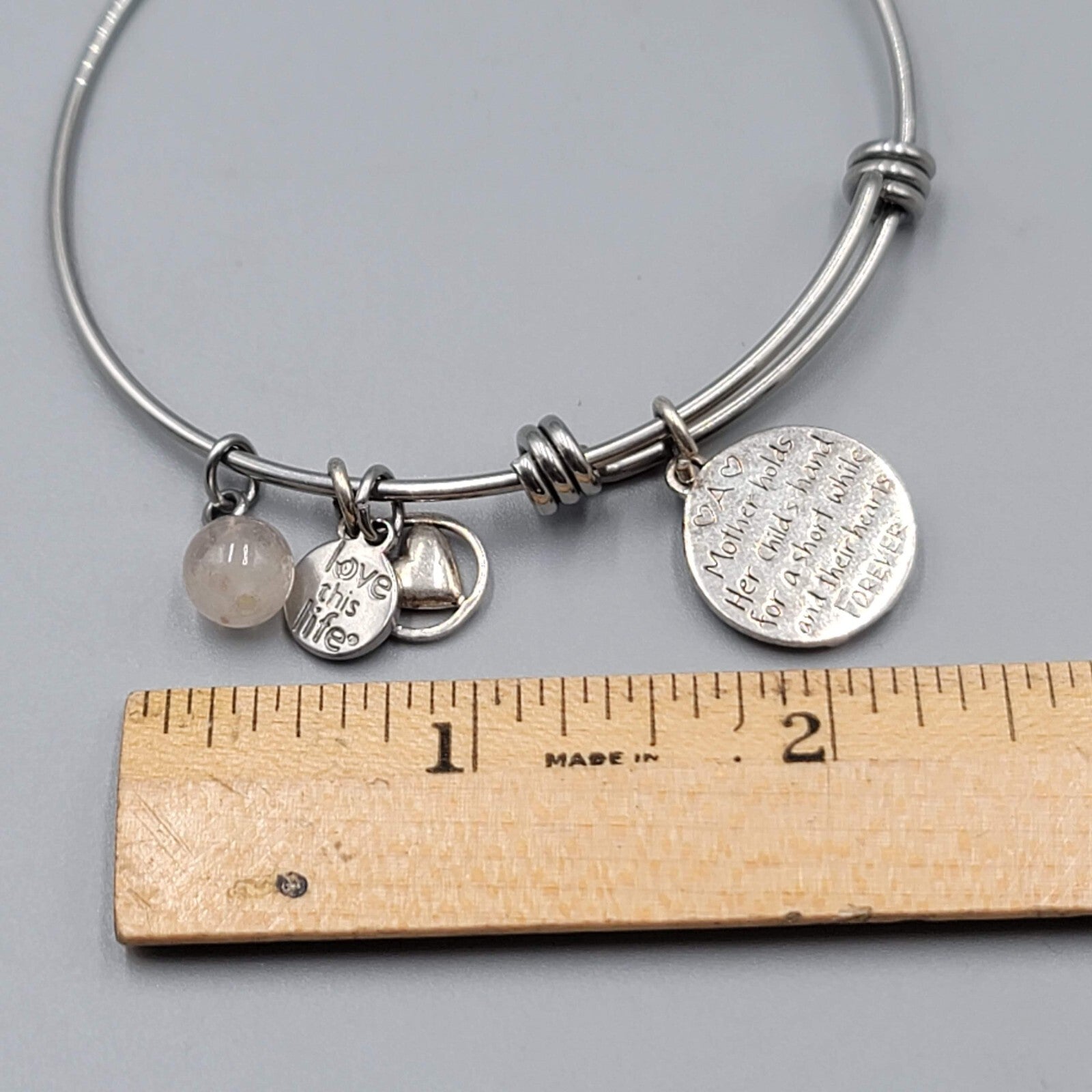 Love This Life Charm Bracelet Silver tone Compass Mother
