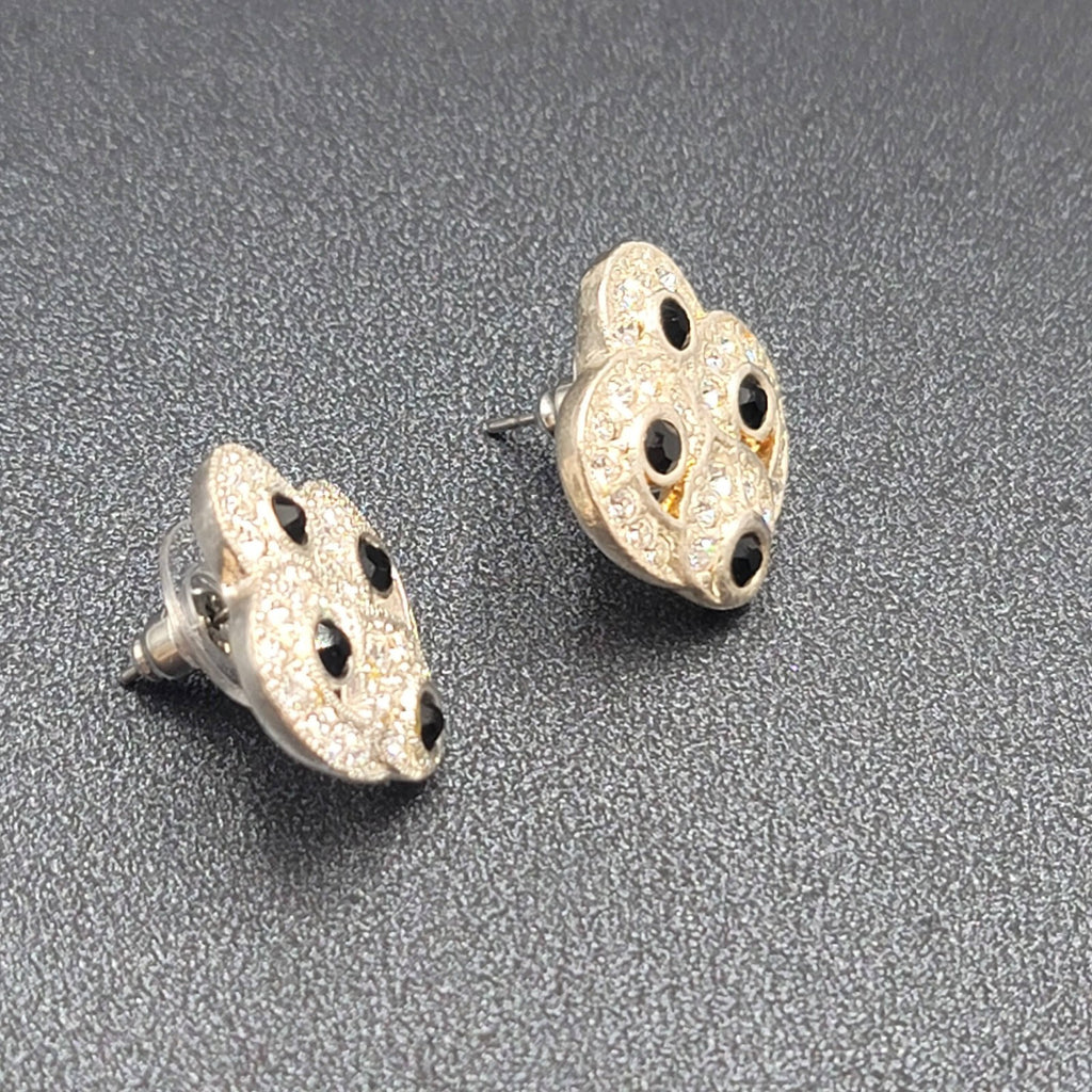 Vintage Pierced Earrings Silver Plated Crystal Rhinestone Studs 3/4"
