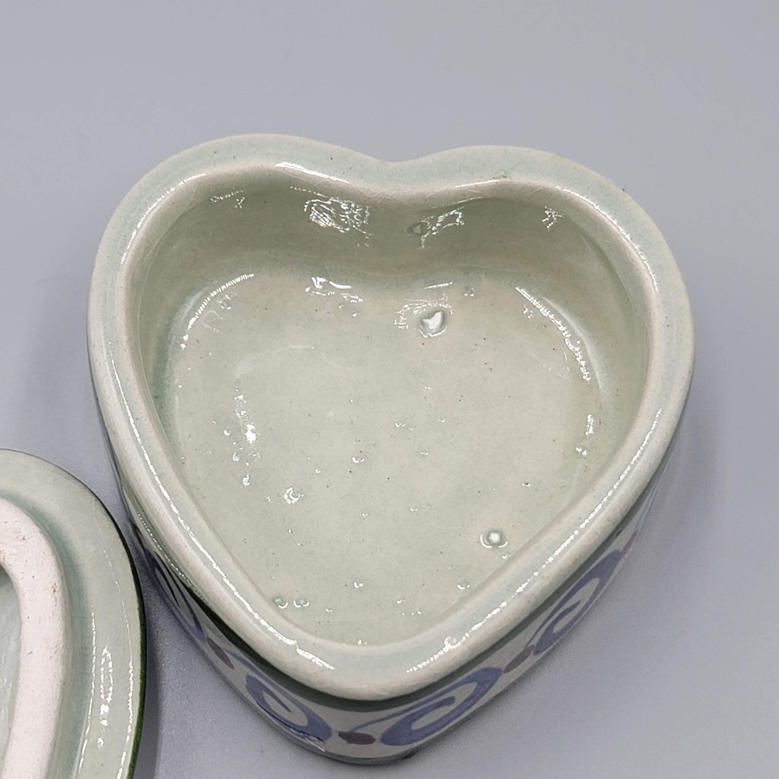 Mexico Heart Shaped Trinket Jewelry Box Tonala Pottery Signed CAT Cabo San Lucas
