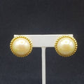 Vintage Clip on Earrings Gold tone Iridescent Button Style Dome Stud 1"