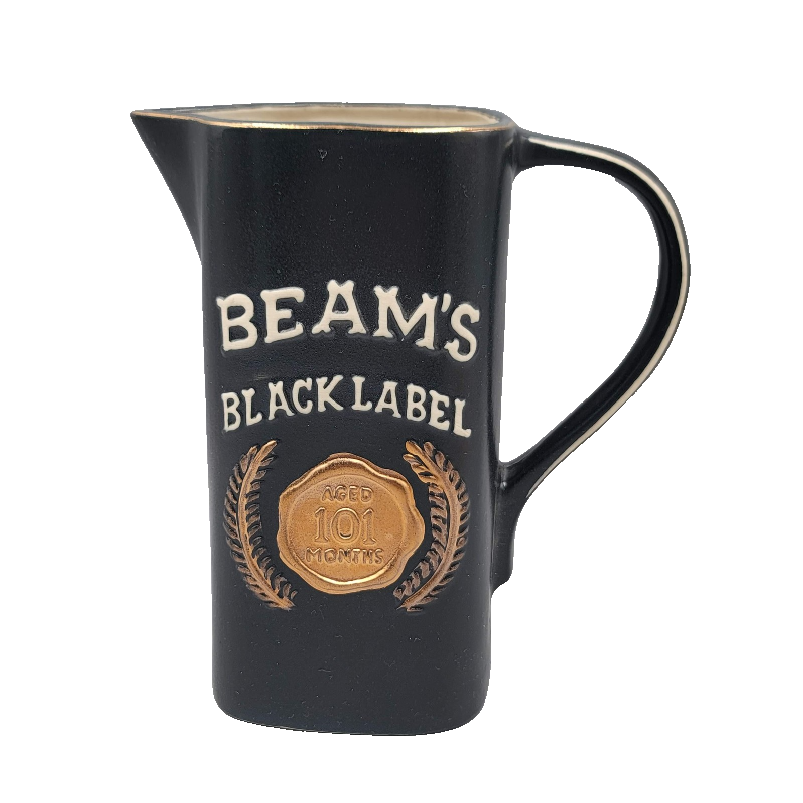 Vintage Beam's Black Label Regal China Bar Pitcher Ceramic Advertising USA 1958