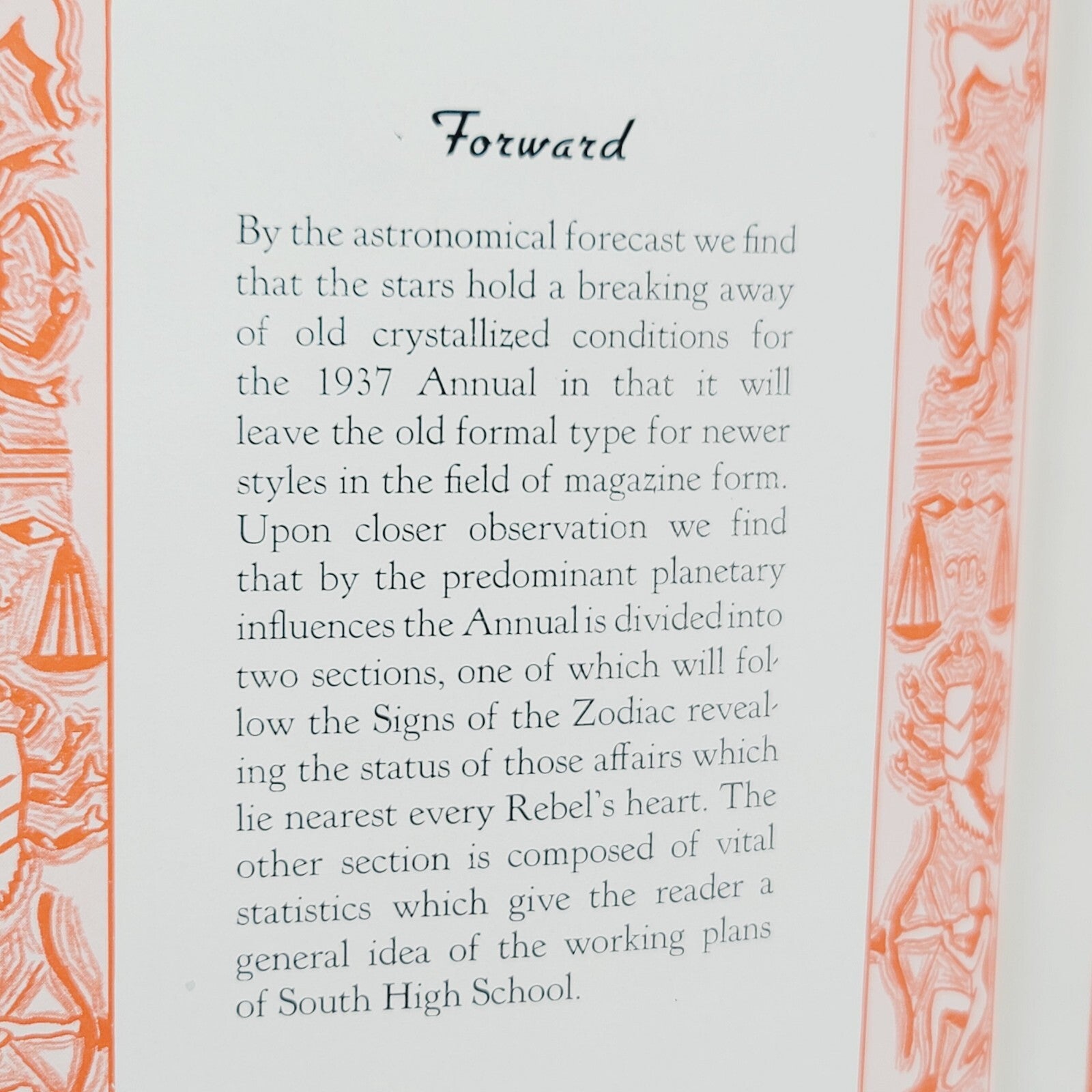 VINTAGE 1937 SOUTH HIGH SCHOOL YEARBOOK SIGNS OF THE ZODIAC