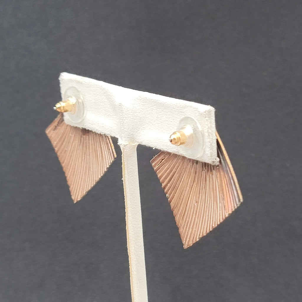 Vintage Pierced Earrings Painted Textured Square Drop 1 3/8"
