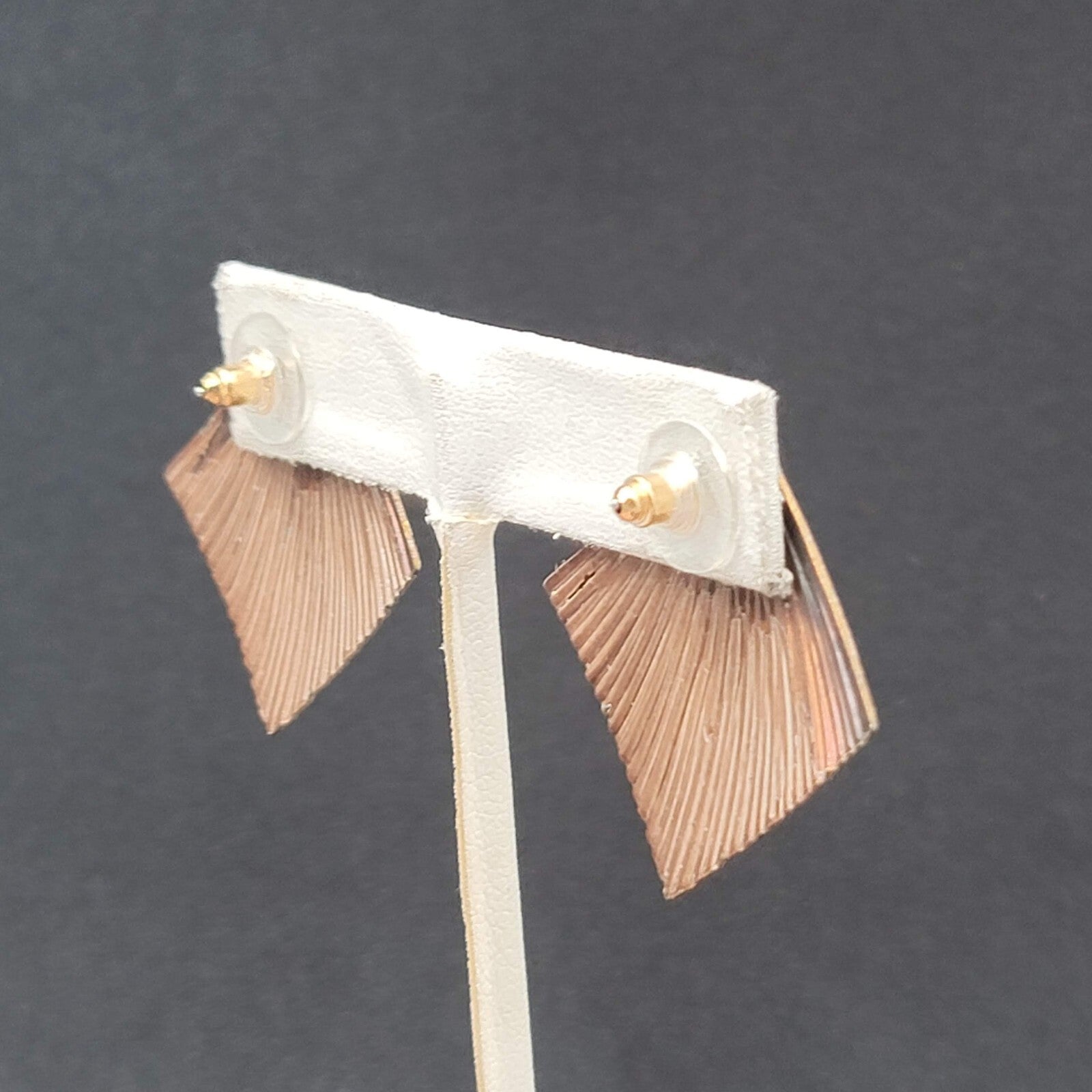 Vintage Pierced Earrings Painted Textured Square Drop 1 3/8"
