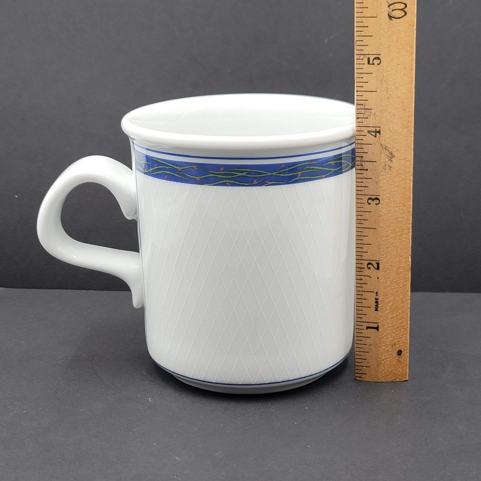 Vintage Dansk NEW SCANDIA Porcelain Coffee Mug Blue White Retired EXC Portugal