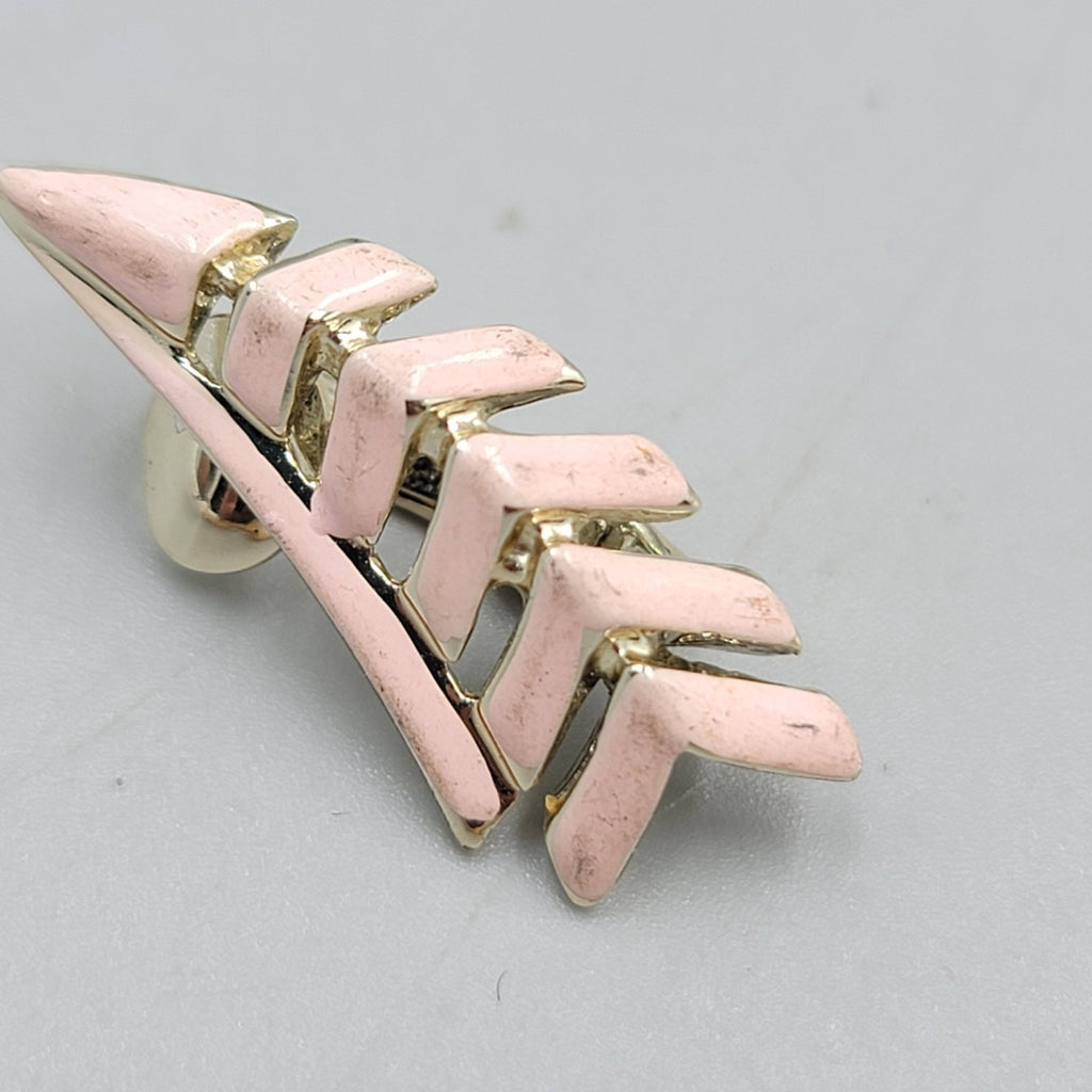 Vintage Pink Enamel Climber Clip on Earrings 1 in
