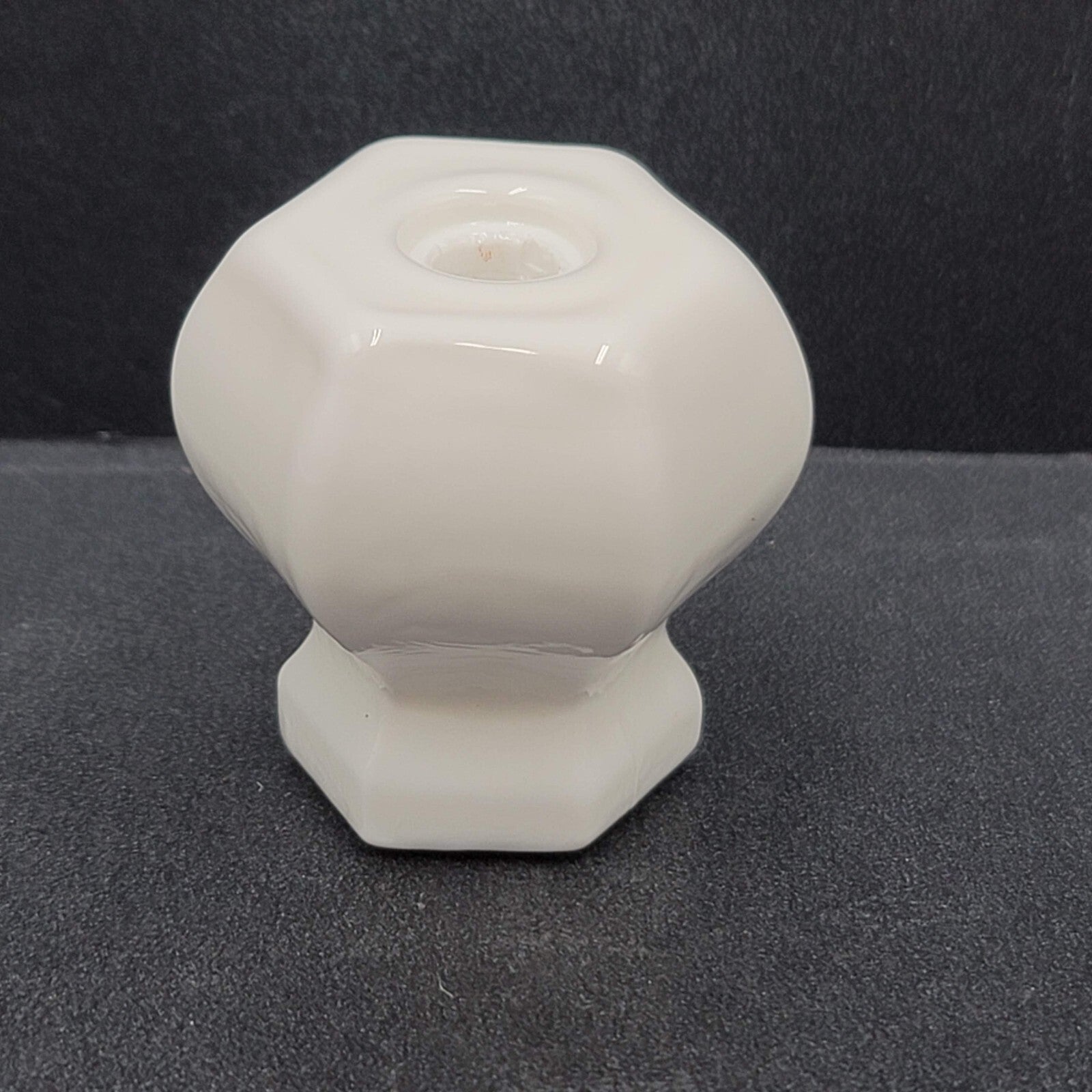 Vintage White Glass Drawer Pull SINGLE Reclaimed Salvaged Hardware 1 3/8"