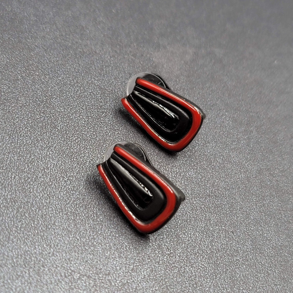 Chicos Clip on Earrings Red Black Enamel Studs 3/4"