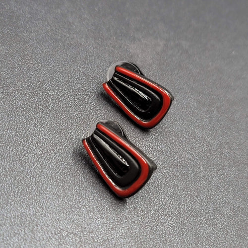 Chicos Clip on Earrings Red Black Enamel Studs 3/4"