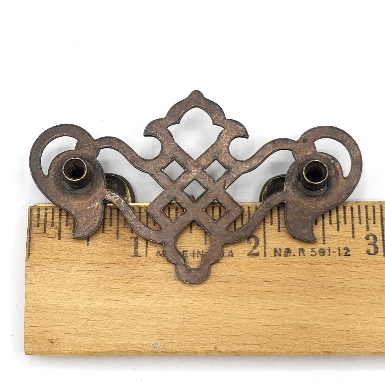 Vintage Steel Chippendale Drawer Pull Hardware Ornate Lot of 3 