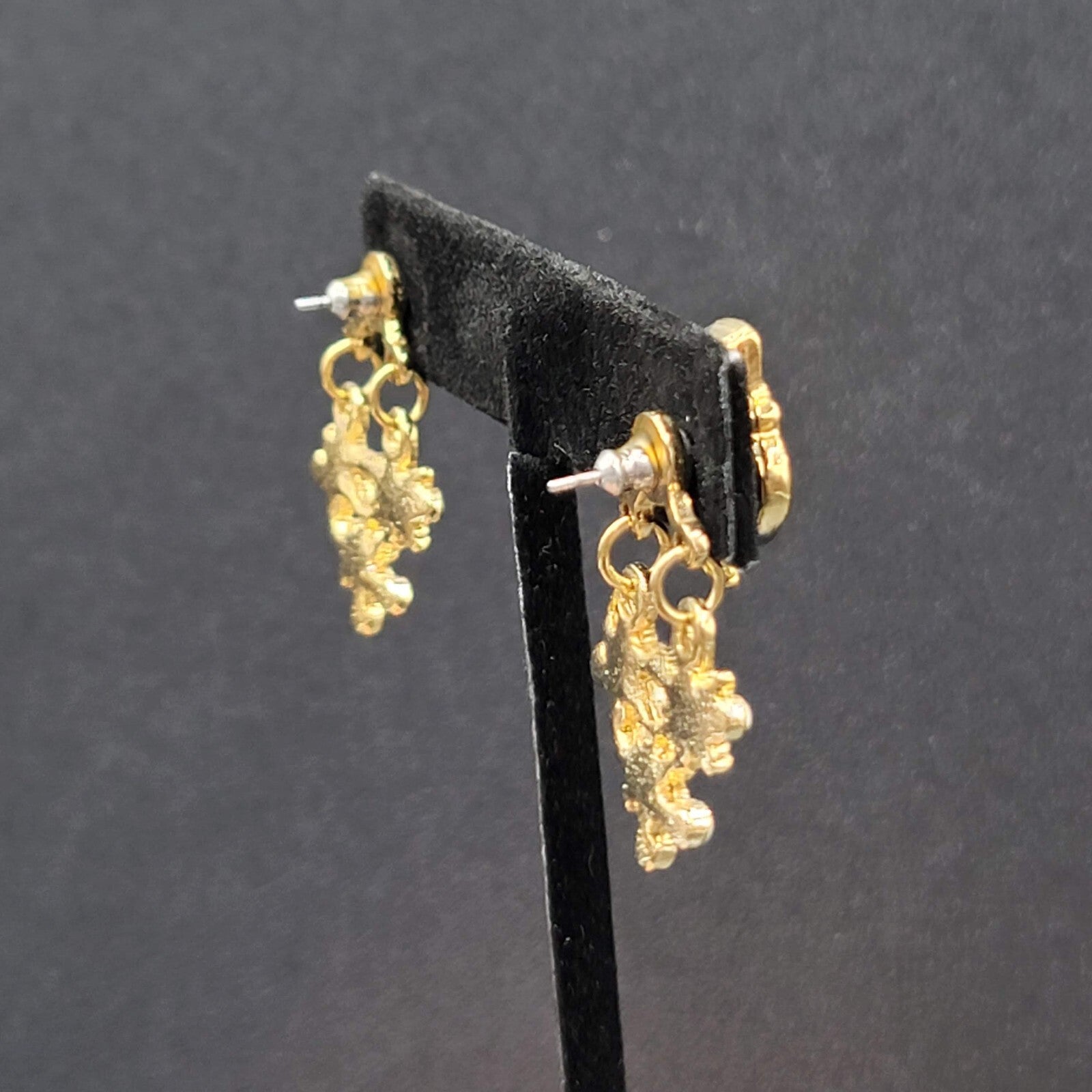 Snowman Pierced Earrings Gold tone Enamel Jacket Back Dangle 1.25"