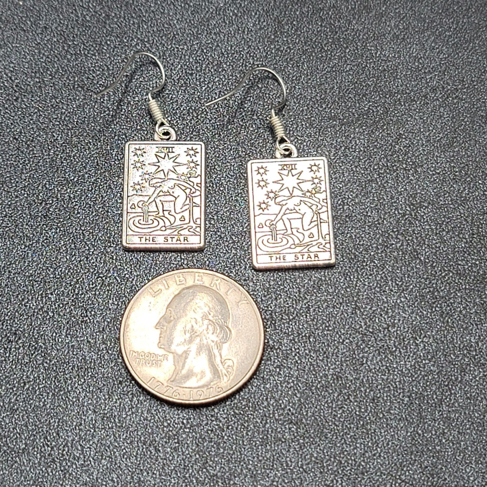 The STAR Tarot Card Pierced Earrings Silver tone 1"