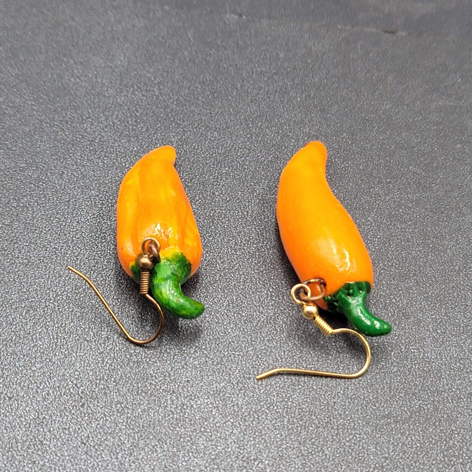 Vintage Pierced Earrings Orange Chili Pepper Dangle 2"