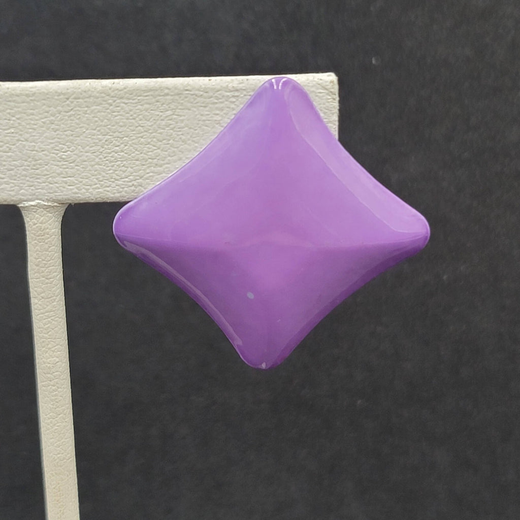 Vintage Pierced Earrings 80s Geometic Purple Enamel over Metal Drop 1 3/8"