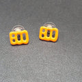 Halloween BOO Pierced Earrings Orange Enamel over Metal Studs 5/8"