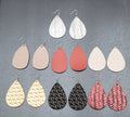 Lot of 7 Pierced Earrings Faux Leather Multicolor Teardrop Dangle