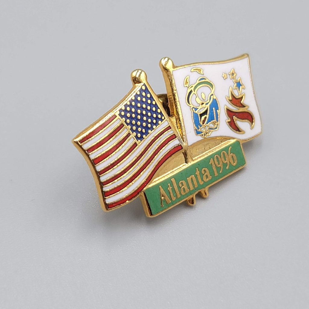 Atlanta 1996 Double Flag USA Flag Olympic Pin