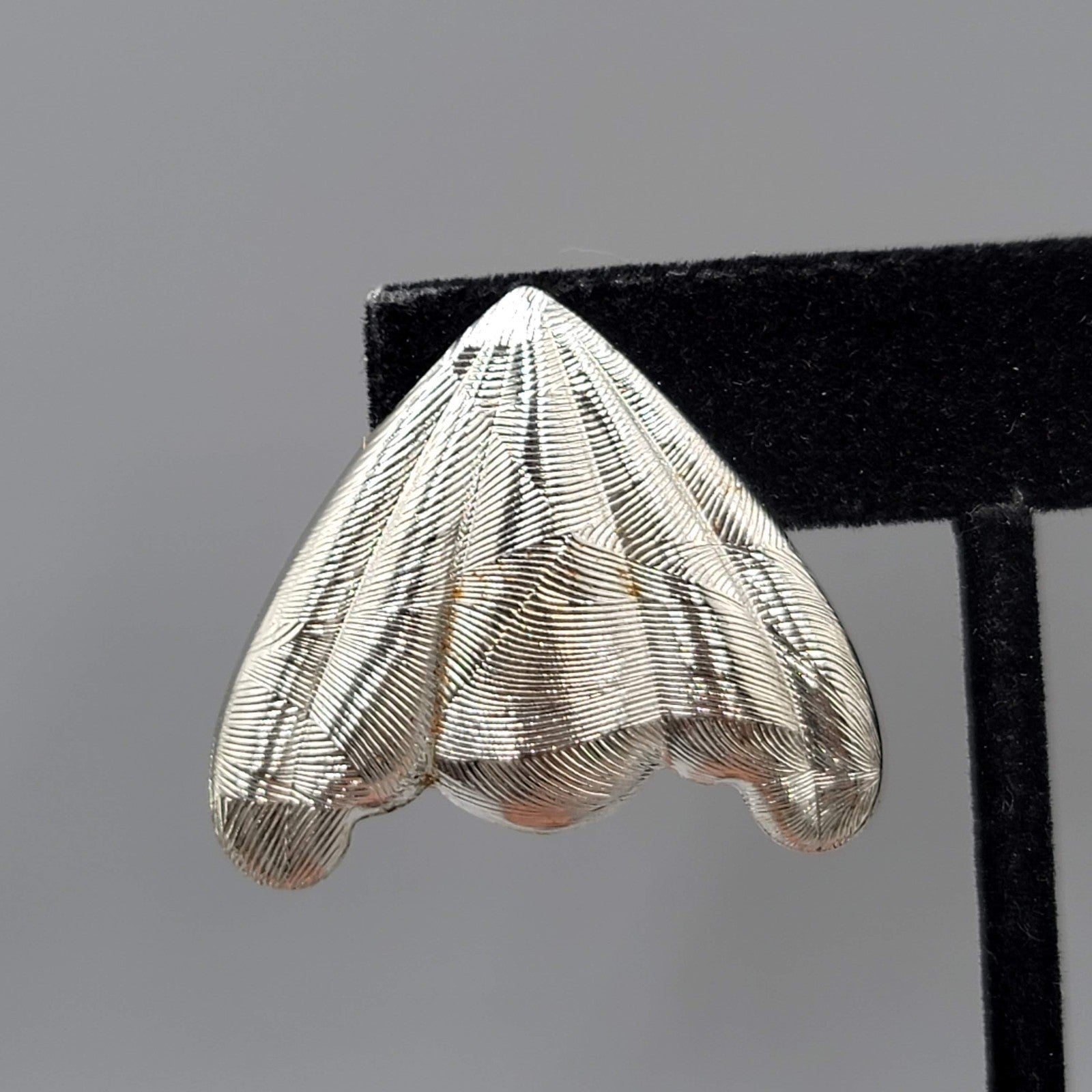 Vintage Embossed Pierced Earrings Silver tone Statement 80s 1.25"