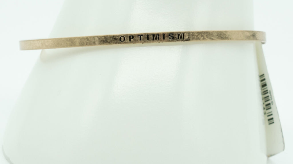 NEW Gold tone Engraved OPTIMISM Bracelet NWT $14
