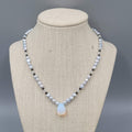 Pearl Bead Necklace Faceted Opalite Pendant Toggle Clasp 16"