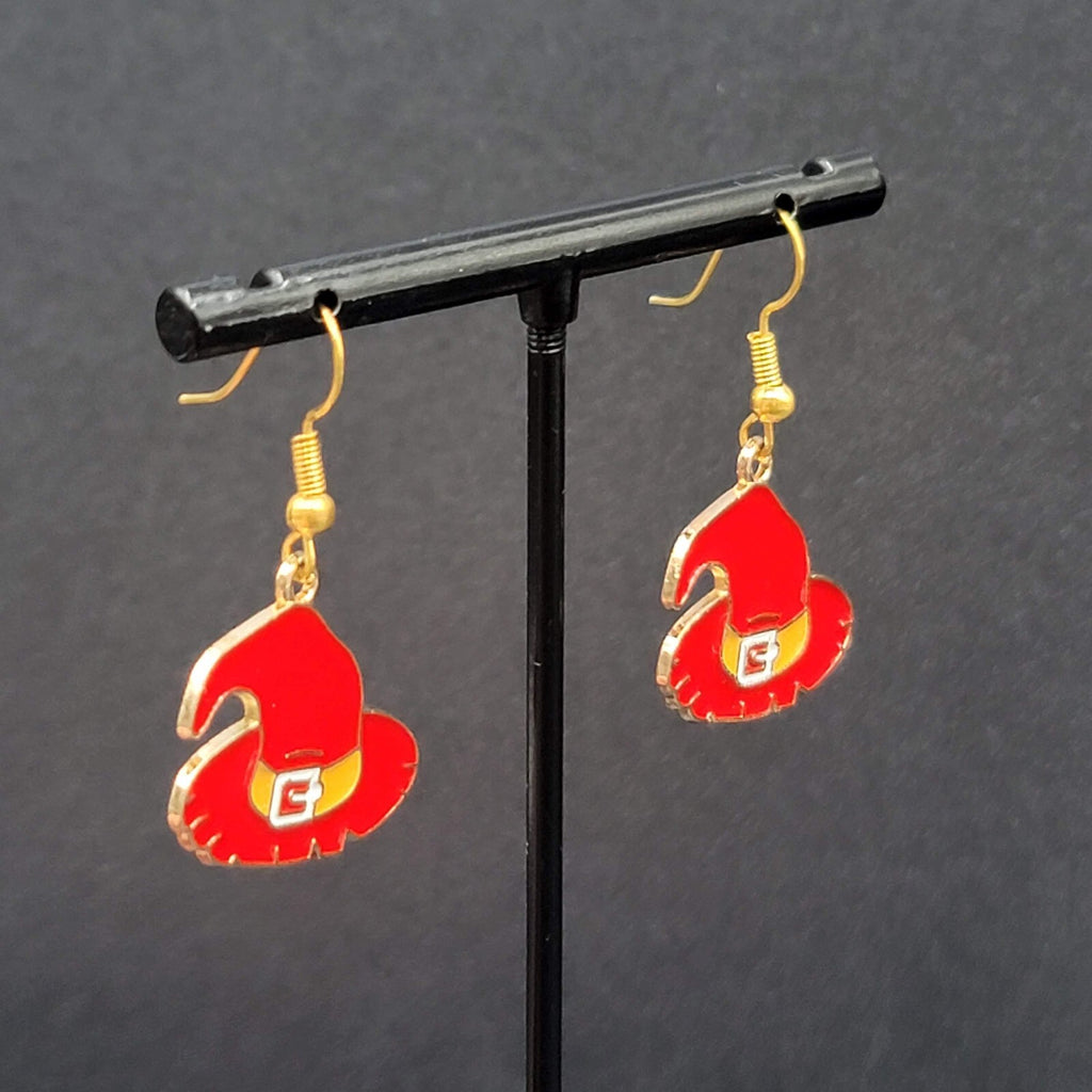Halloween Pierced Earrings Red Witches Hat Enamel Gold tone Enamel Dangle 7/8