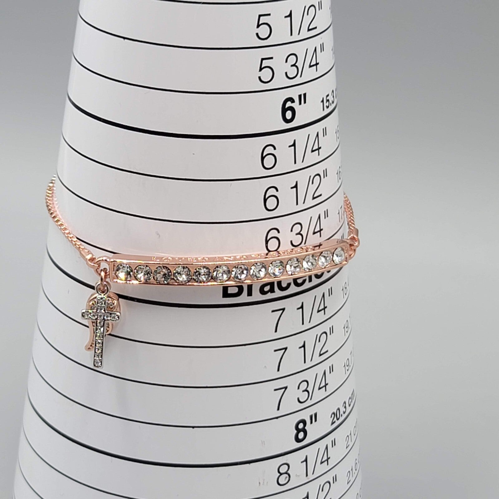 IBB CN Loved and Blessed Bracelet Rose Gold tone Crystal Rhinestone Adjustable