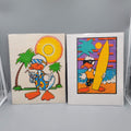 Vintage Cartoon Duck Beach Iron On Transfer Lot of 2 Surfboard Sun 1980s