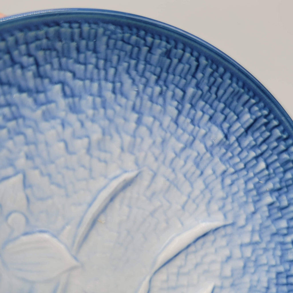 Arita Japanese Blue Iris Crocus Flower Embossed Plate 4.25 in Set of 4