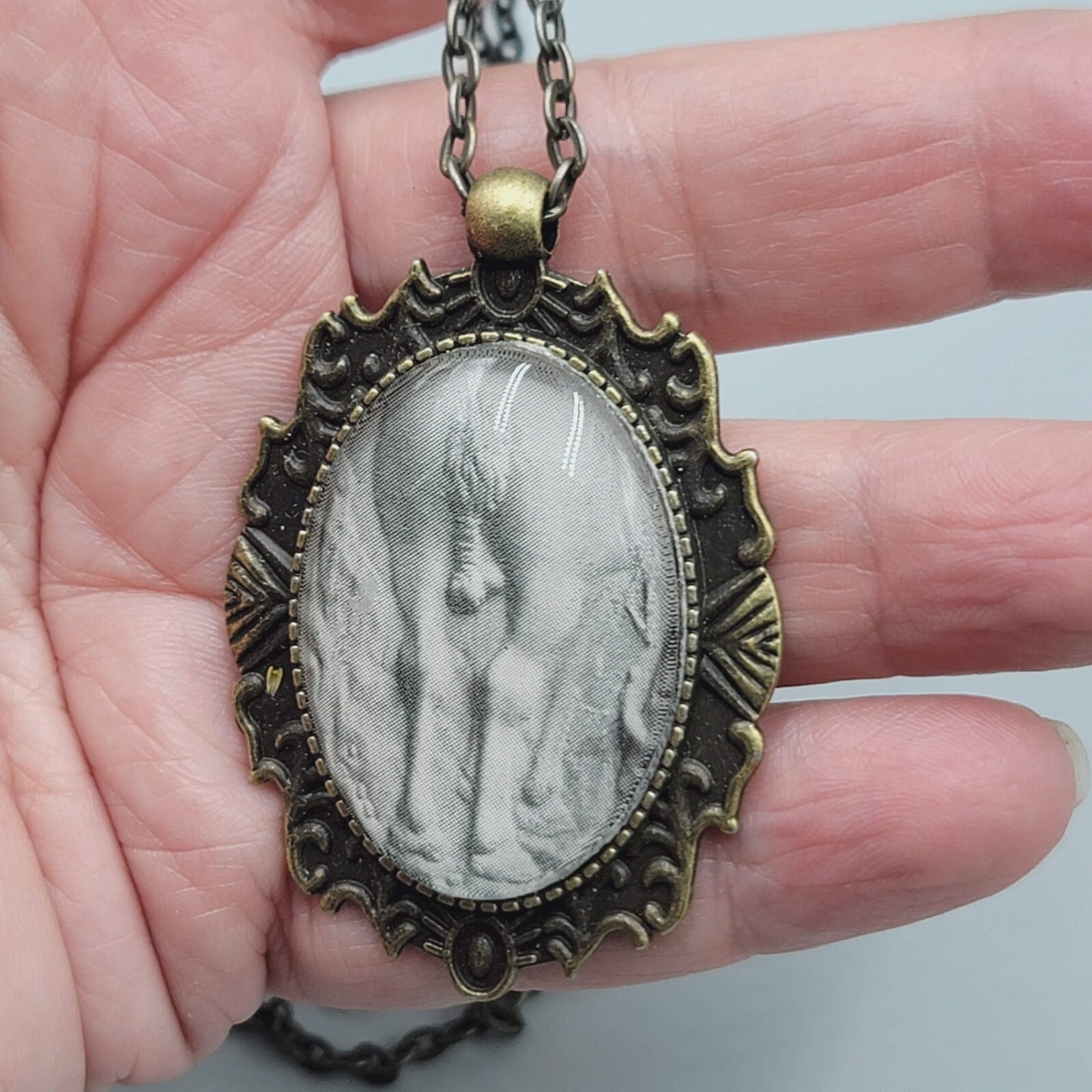 Horses Ass Jack Ass Artisan Glass Pendant Necklace Bronze tone Chain 24"