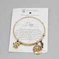 Earth Angel DOG Expandable Bracelet Charms Tree Paw Gold tone NWT