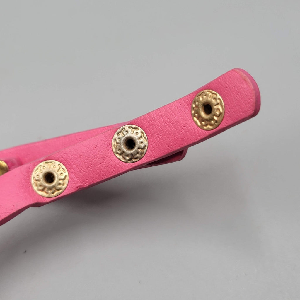 Pink Leather Crystal Wrap Bracelet Gold tone Snap Closure