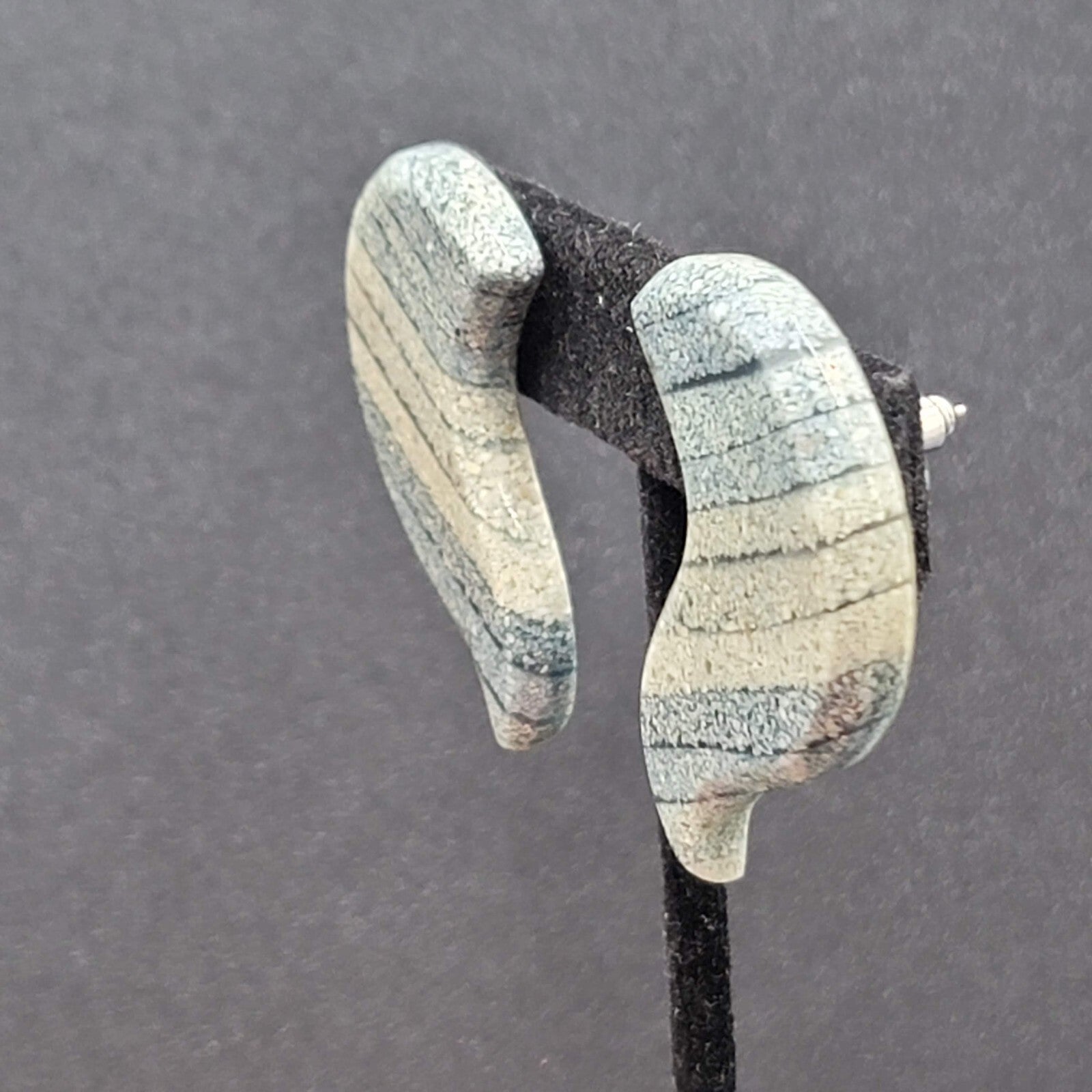 Vintage Pierced Earrings Ceramic Graduated Blue Drop Statement 1 5/8"