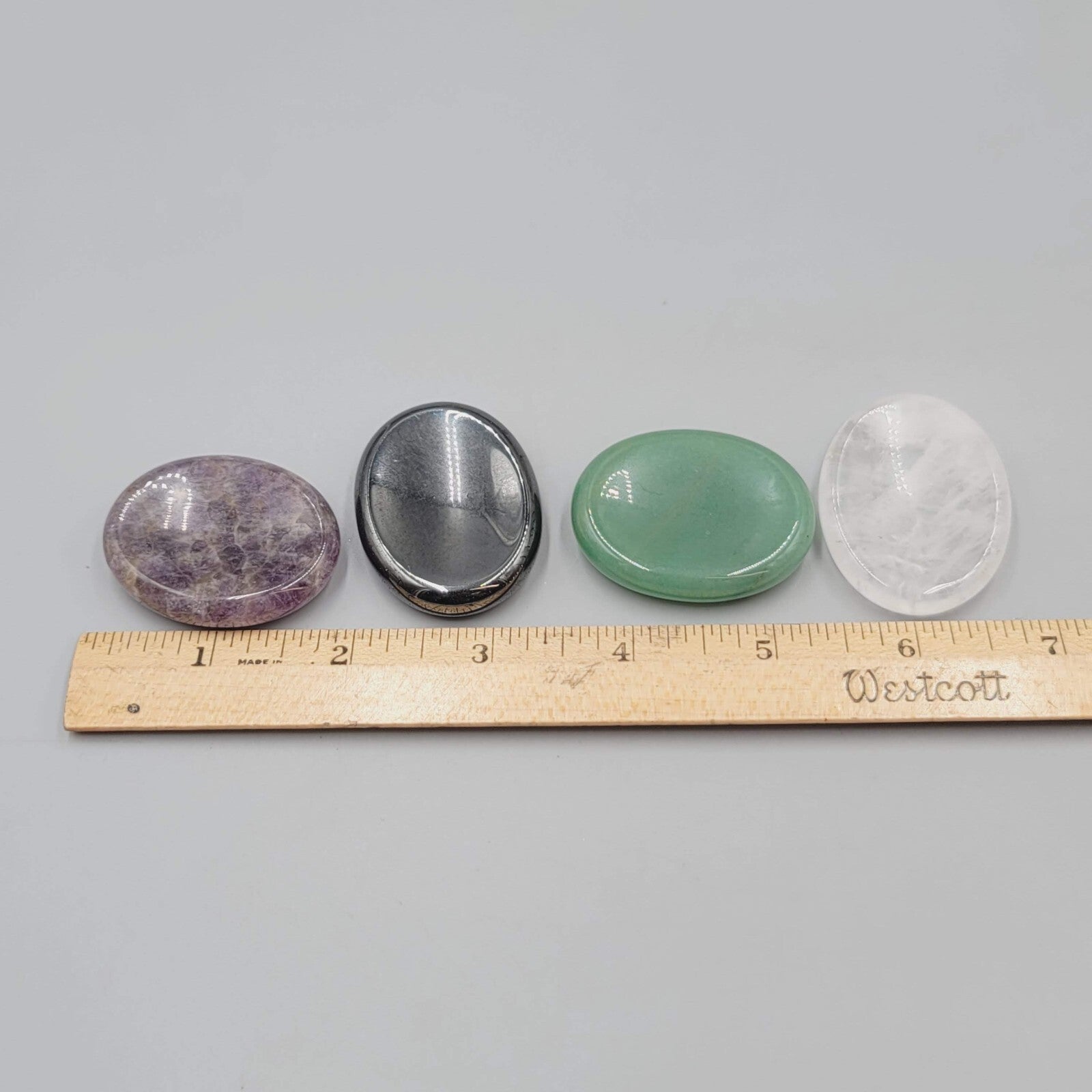 Lot of 4 Polished Palm Worry Stones Semi Precious Stones 1 3/4" x 1 3/8"