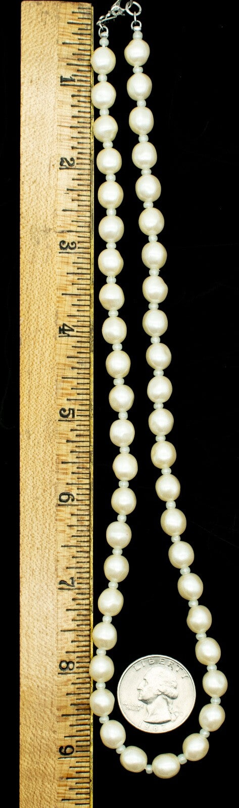 Vintage MONET Necklace Faux Pearl and Seed Bead White Estate Jewelry 19"