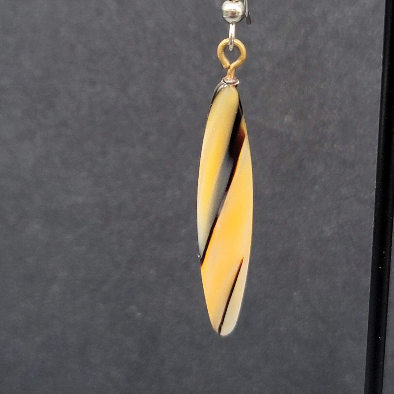 Vintage Pierced Earrings Pearlescent Brown Tan Resin Dangle 1.75"