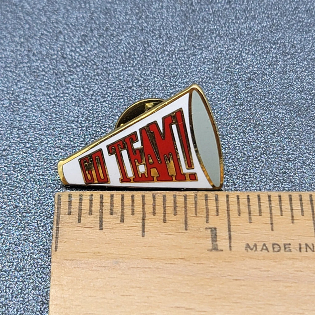 Red & White Megaphone Enamel Lapel Pin Hat Pin 1"